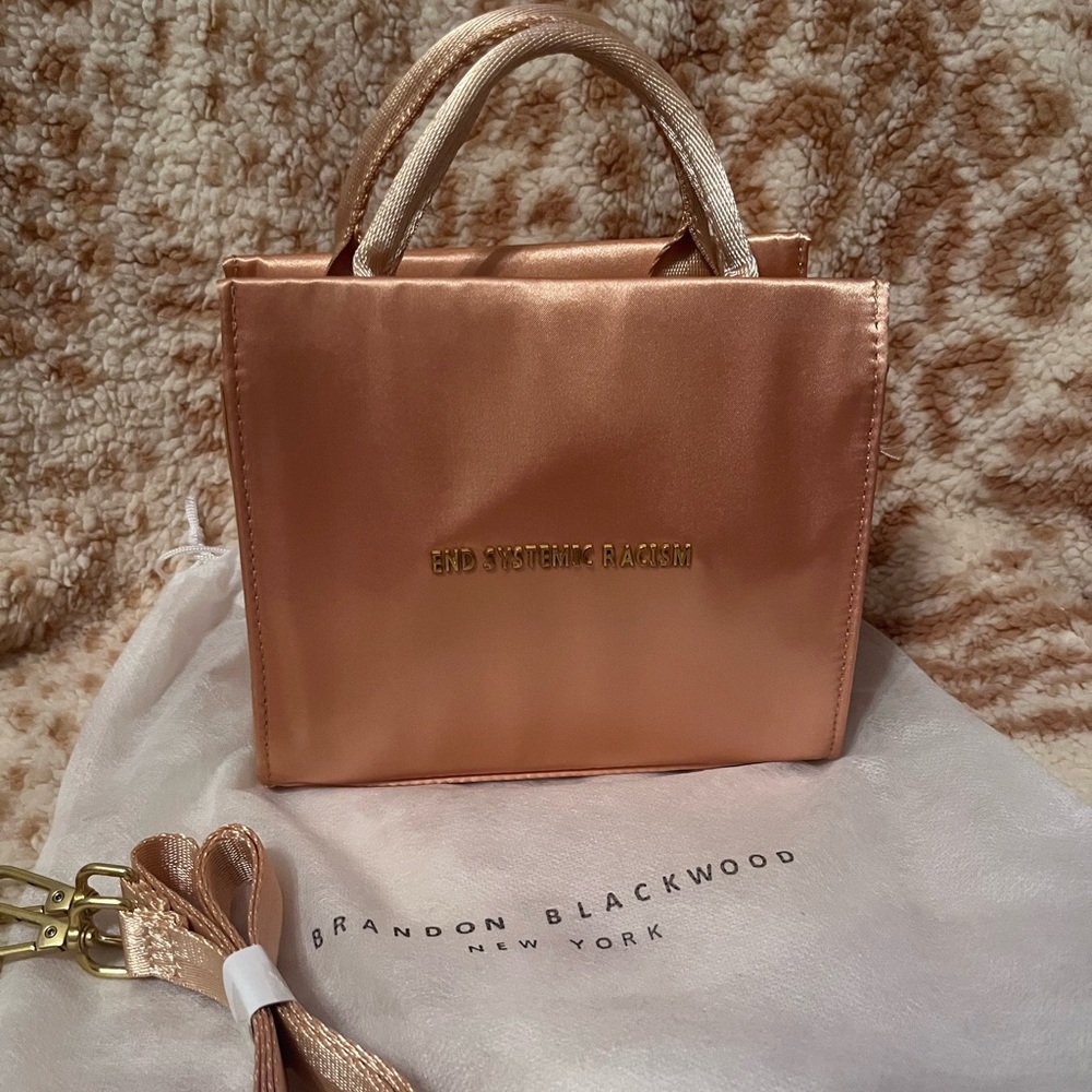 Brandon Blackwood ESR Beige Satin Tote